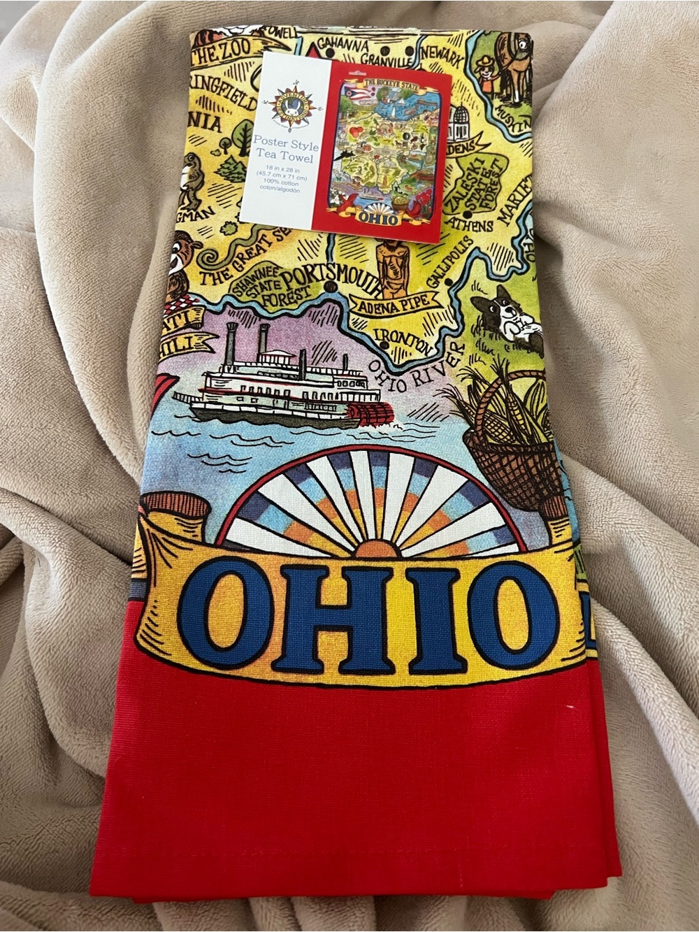 Kay Dee Designs Ohio Map Poster Style Tea Towel, new with tag